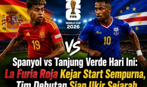 Pemain Spanyol dan Tanjung Verde jelang laga Spanyol vs Tanjung Verde di Grup H Piala Dunia 2026.