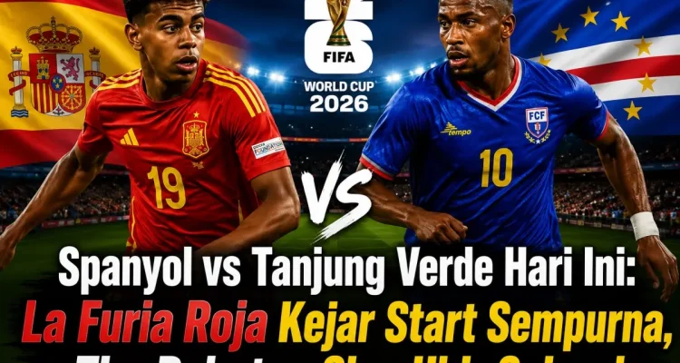 Pemain Spanyol dan Tanjung Verde jelang laga Spanyol vs Tanjung Verde di Grup H Piala Dunia 2026.