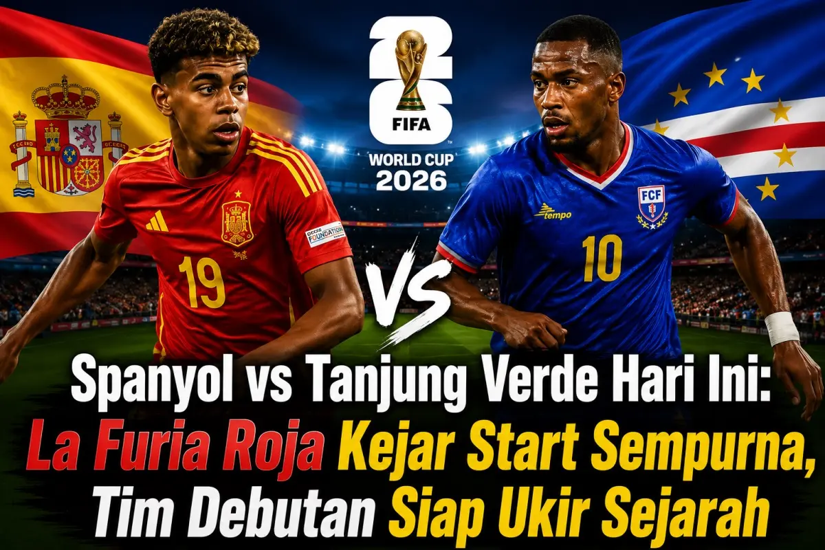 Pemain Spanyol dan Tanjung Verde jelang laga Spanyol vs Tanjung Verde di Grup H Piala Dunia 2026.