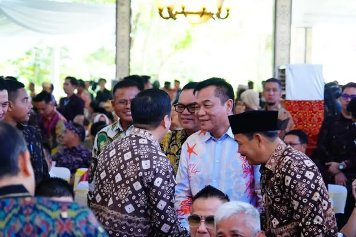 Bupati Kabupaten Musi Banyuasin (Muba), Toha Tohet, bersama Wakil Bupati, Abdur Rohman Husen, menghadiri silaturahmi dan Halal Bihalal Masyarakat Perantau Sumatera Bagian Selatan. (MUSINEWS.ID/TRI)