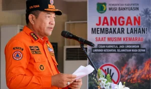 Bupati Kabupaten Muba, Toha Tohet, mengeluarkan imbauan tegas kepada seluruh korporasi dan masyarakat, agar tidak membuka maupun membersihkan lahan dengan cara membakar. (MUSINEWS.ID/TRI)