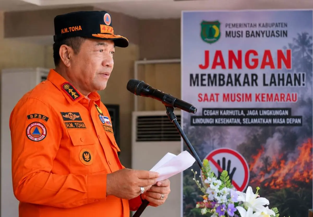 Bupati Kabupaten Muba, Toha Tohet, mengeluarkan imbauan tegas kepada seluruh korporasi dan masyarakat, agar tidak membuka maupun membersihkan lahan dengan cara membakar. (MUSINEWS.ID/TRI)
