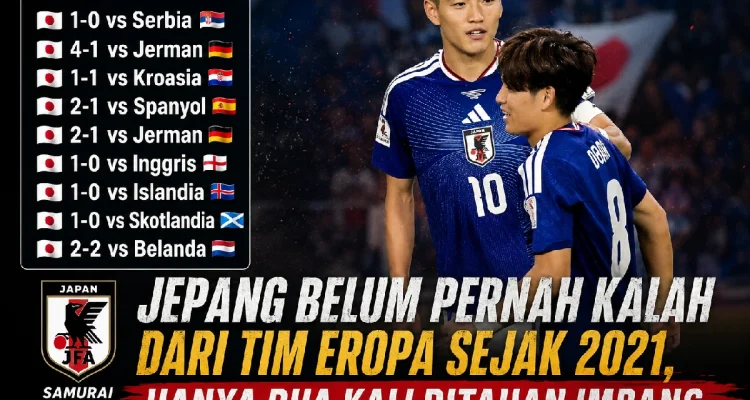 Timnas Jepang mempertahankan rekor tak terkalahkan melawan tim Eropa sejak 2021.