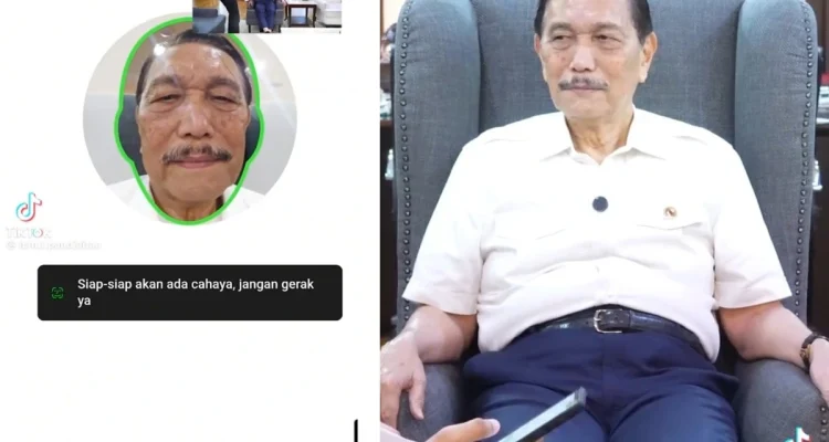 Luhut Pandjaitan mengikuti proses verifikasi data bansos berbasis digital.