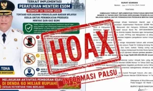 Pemerintah Kabupaten (Pemkab) Musi Banyuasin (Muba) menerbitkan klarifikasi resmi terkait beredarnya dokumen digital di media sosial dan aplikasi pesan singkat. Surat yang memuat tentang implementasi Peraturan Menteri ESDM Nomor 14 Tahun 2025 itu, dipastikan sebagai dokumen palsu atau hoaks. (MUSINEWS.ID/TRI) Pemerintah Kabupaten (Pemkab) Musi Banyuasin (Muba) menerbitkan klarifikasi resmi terkait beredarnya dokumen digital di media sosial dan aplikasi pesan singkat. Surat yang memuat tentang implementasi Peraturan Menteri ESDM Nomor 14 Tahun 2025 itu, dipastikan sebagai dokumen palsu atau hoaks. (MUSINEWS.ID/TRI)