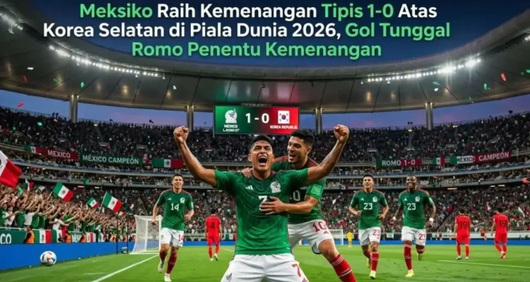 Luis Romo merayakan gol kemenangan Meksiko atas Korea Selatan pada laga Grup A Piala Dunia 2026