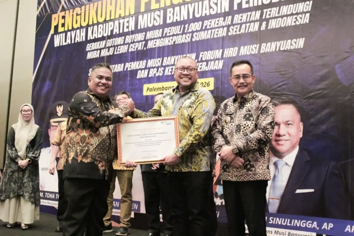 Kabupaten Muba secara resmi dinobatkan sebagai pelopor program perlindungan jaminan sosial ketenagakerjaan bagi masyarakat pekerja rentan di Provinsi Sumatra Selatan