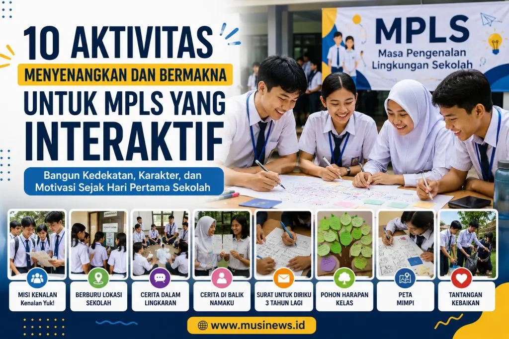 Terdapat 10 pilihan aktivitas bermakna yang dirancang interaktif, agar siswa saling mengenal secara natural, bergerak aktif, dan membangun motivasi internal sejak hari pertama sekolah. (MUSINEWS.ID/HAIRUDIN)