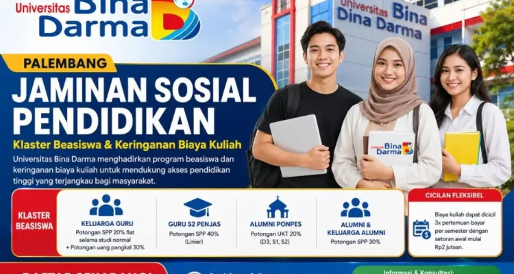 Universitas Bina Darma (UBD) Palembang meluncurkan program jaminan sosial pendidikan berupa klaster beasiswa serta keringanan biaya kuliah. (MUSINEWS.ID/HAIRUDIN)