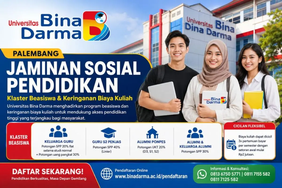 Universitas Bina Darma (UBD) Palembang meluncurkan program jaminan sosial pendidikan berupa klaster beasiswa serta keringanan biaya kuliah. (MUSINEWS.ID/HAIRUDIN)