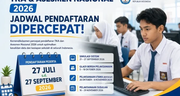 Badan Kebijakan Pendidikan Dasar dan Menengah Kemendikdasmen Republik Indonesia resmi mempercepat jadwal pendaftaran Tes Kemampuan Akademik dan Asesmen Nasional Tahun 2026. (MUSINEWS.iD/HAIRUDIN)