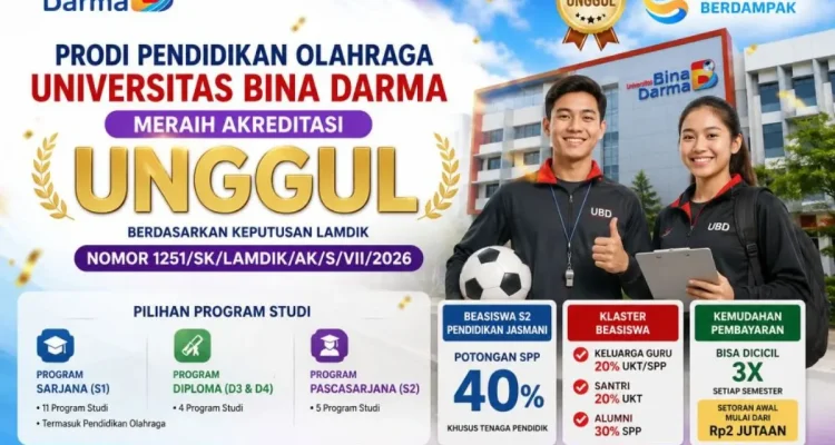 Program Studi (Prodi) Pendidikan Olahraga, Fakultas Keguruan dan Ilmu Pendidikan (FKIP) Universitas Bina Darma (UBD), resmi menyandang status akreditasi "Unggul". (MUSINEWS.ID/HAIRUDIN)