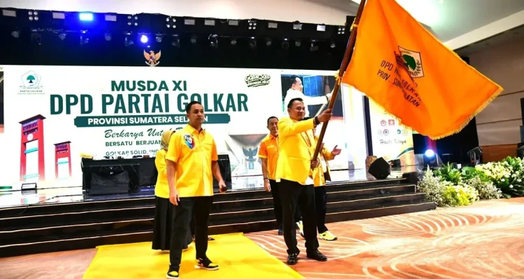 Andie Dinialdie resmi terpilih secara aklamasi sebagai Ketua Dewan Pimpinan Daerah (DPD) Partai Golkar Provinsi Sumatra Selatan (Sumsel), dalam Musyawarah Daerah XI. (MUSINEWS.ID/TRI)