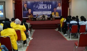 Asisten III Bidang Administrasi Umum Sekretariat Daerah (Setd) Kota Palembang, Ir. H. Akhmad Bastari, ST., MT., IPM., ASEAN Eng., hadir membuka sekaligus menjadi narasumber dalam Diskusi Publik PASA Festival 5.0 di Universitas Sriwijaya. (MUSINEWS.ID/HAIRUDIN)