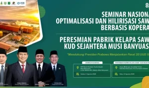 Dua agenda strategis dijadwalkan berlangsung berturut-turut pada 11 hingga 12 Agustus 2026, mencakup seminar nasional serta peresmian pabrik pengolahan sawit milik koperasi. (MUSINEWS.ID/TRI) Dua agenda strategis dijadwalkan berlangsung berturut-turut pada 11 hingga 12 Agustus 2026, mencakup seminar nasional serta peresmian pabrik pengolahan sawit milik koperasi. (MUSINEWS.ID/TRI)