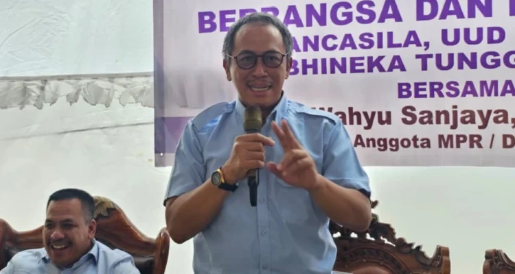 Wahyu Sanjaya, S.E., M.M., menggelar Sosialisasi Empat Pilar MPR RI di Desa Pulau Gemantung, Kecamatan Tanjung Lubuk, Kabupaten Ogan Komering Ilir (OKI), Sumatera Selatan, Minggu (27/9/2026).