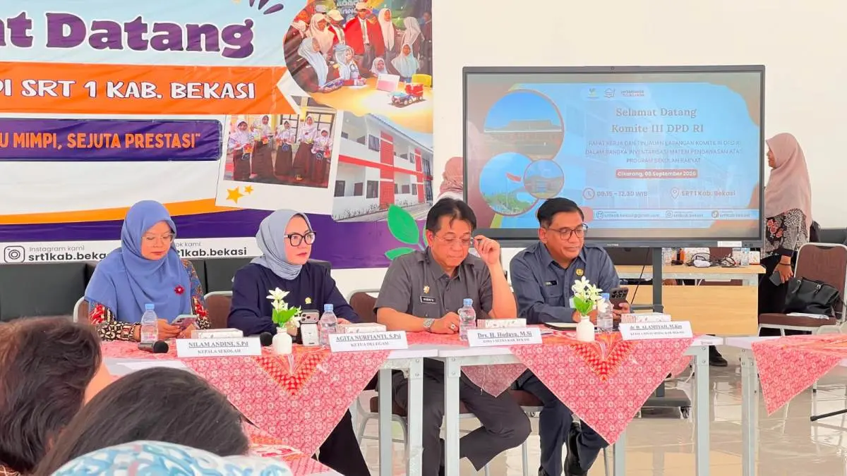 Anggota Komite III Dewan Perwakilan Daerah (DPD) Republik Indonesia (RI), Agita Nurfianti, saat kunjungan kerja pengawasan Komite III DPD RI ke Sekolah Rakyat Terintegrasi (SRT) 1 Kabupaten Bekasi, Jawa Barat, Selasa, 8 September 2026. (FOTO : MUSINEWS.ID/NEWSROOM DPD RI)