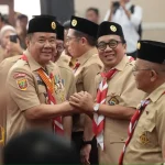 Wakil Gubernur (Wagub) Sumsel yang juga menjabat sebagai Wakil Ketua Majelis Pembimbing Daerah Gerakan Pramuka Sumsel, Cik Ujang, saat menghadiri Peringatan Hari Pramuka ke-65 Tingkat Daerah. Acara puncak peringatan ini dipusatkan di Aula SMK Negeri 6 Palembang, Senin, 31 Agustus 2026. (MUSINEWS.ID/HAIRUDIN)