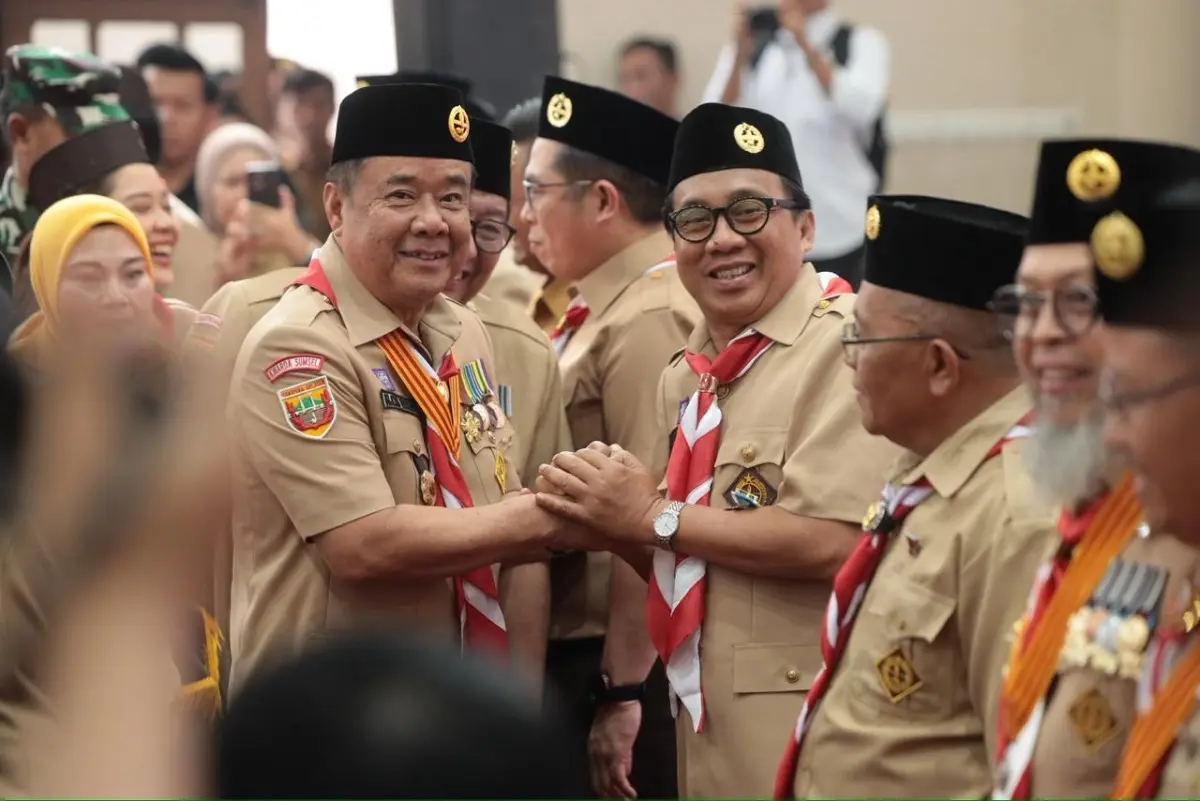 Wakil Gubernur (Wagub) Sumsel yang juga menjabat sebagai Wakil Ketua Majelis Pembimbing Daerah Gerakan Pramuka Sumsel, Cik Ujang, saat menghadiri Peringatan Hari Pramuka ke-65 Tingkat Daerah. Acara puncak peringatan ini dipusatkan di Aula SMK Negeri 6 Palembang, Senin, 31 Agustus 2026. (MUSINEWS.ID/HAIRUDIN)